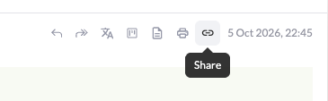 The Share button in the header of a message