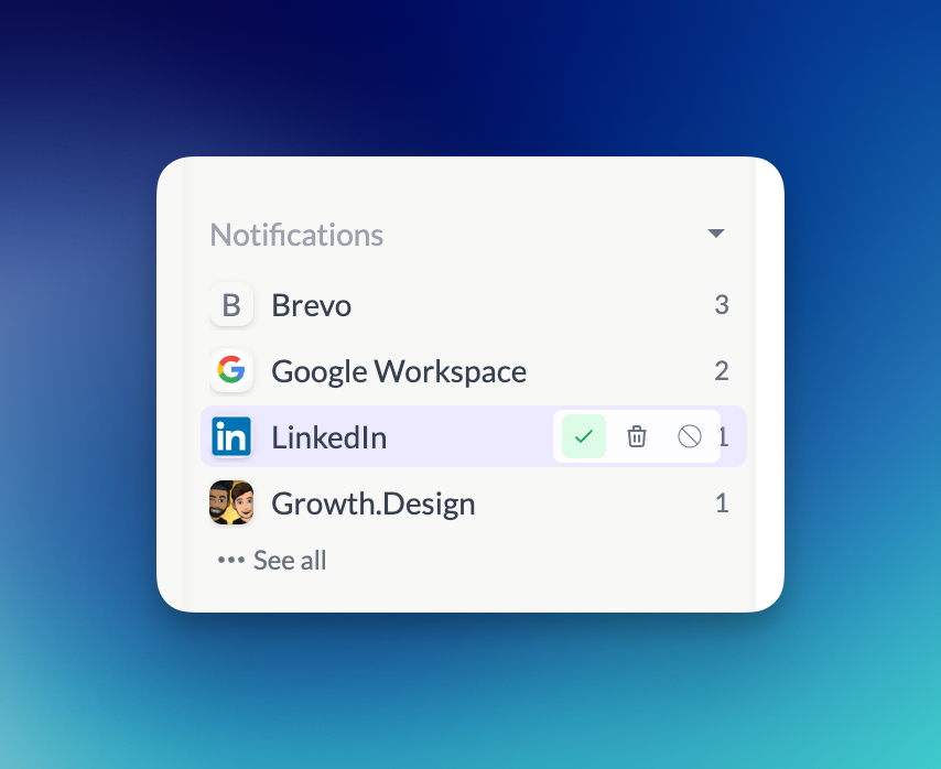 Contact sidebar shortcuts