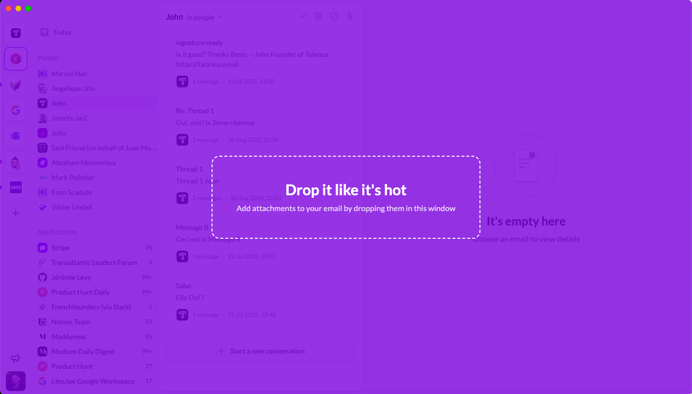 Drag & drop attachments