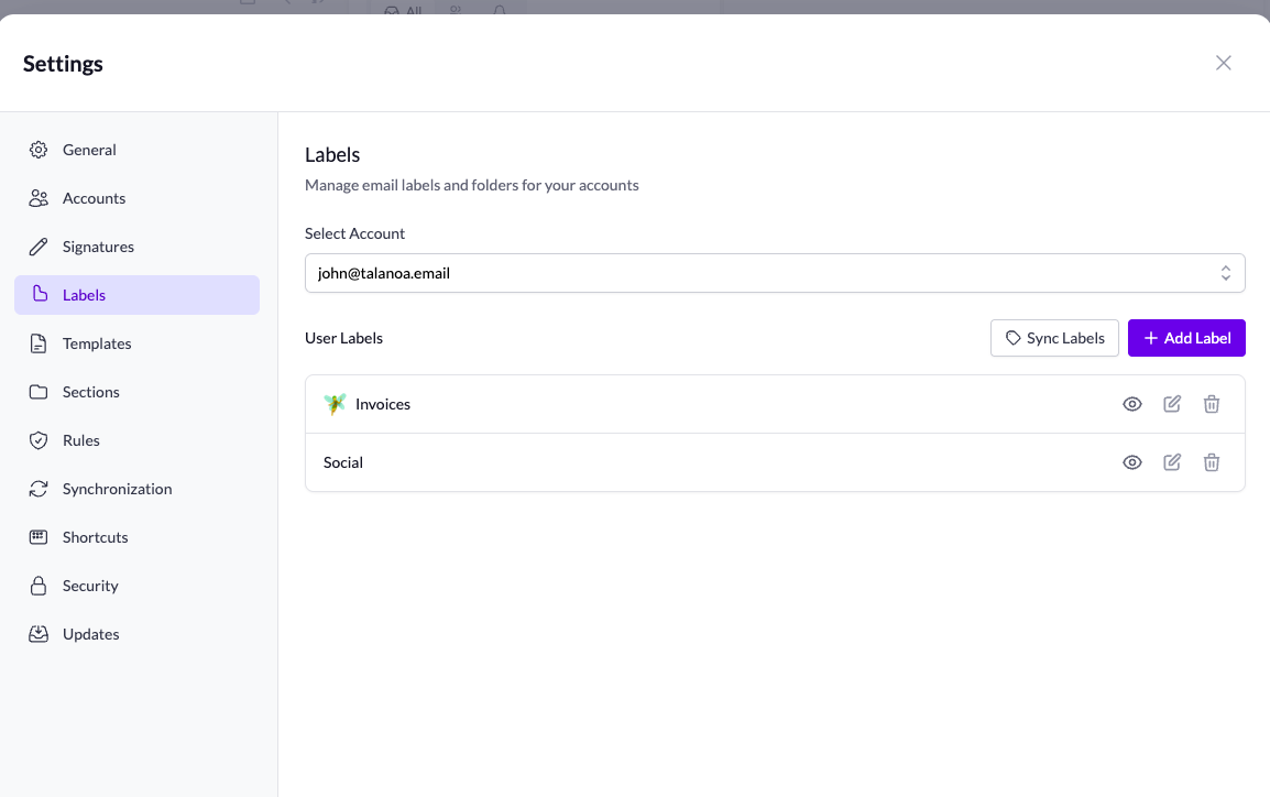 Label settings in action
