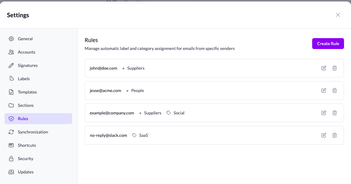 Label settings in action