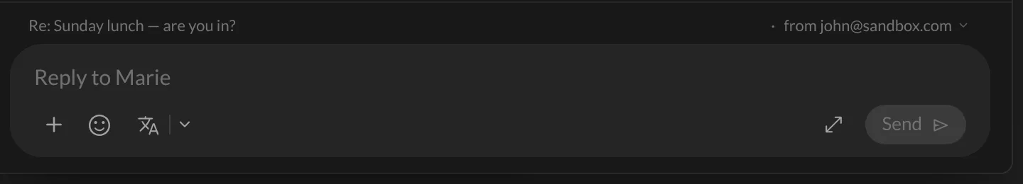 The reply box at the bottom of a conversation in chat view