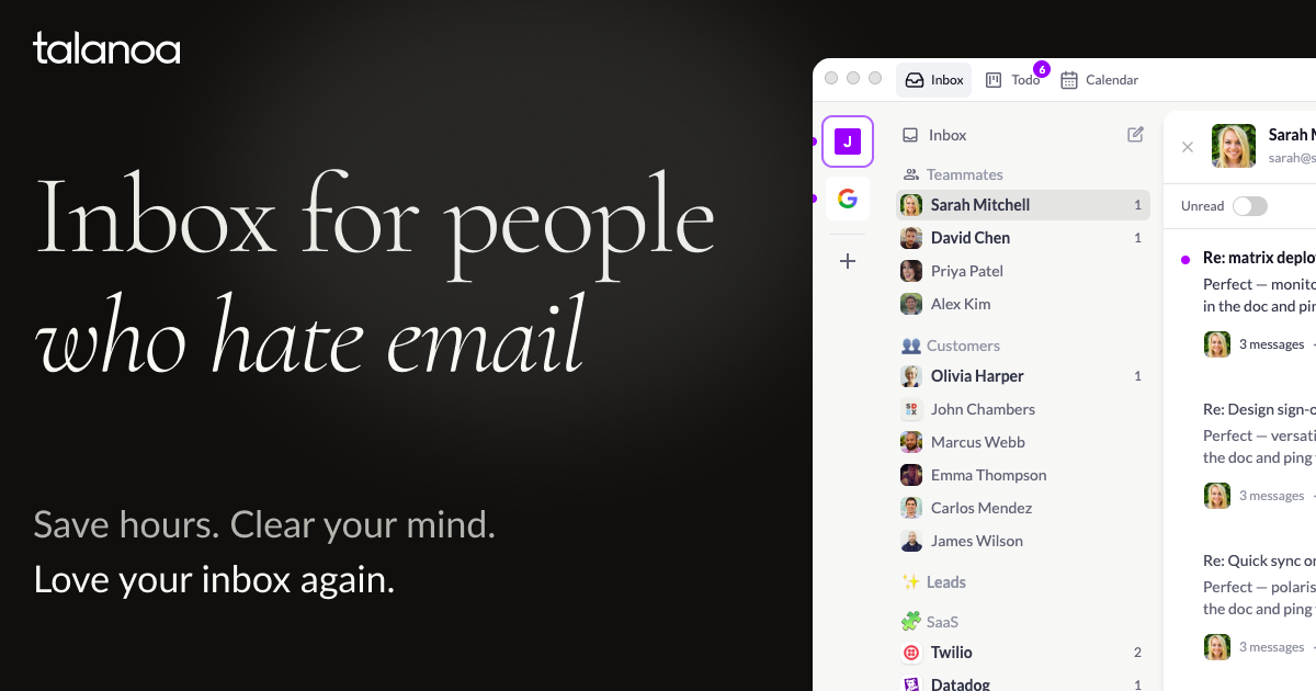 Talanoa - Email Organized by Sender